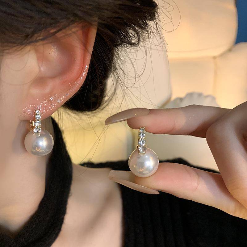 S925 Silber Barockperlen & Diamant Ohrstecker für Damen - Französischer Retro Leichter Luxus Stil weiß von Joom DACH