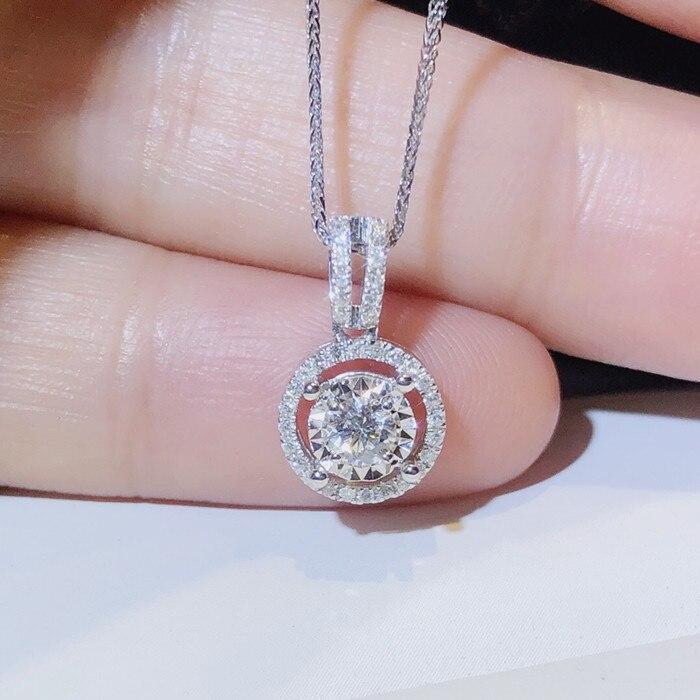S925 Silber Halskette Natürlicher Diamant mit Moissanite Edelstein Anhänger für Frauen Mode Silber 925 Schmuck Collare Mujer Anhänger weiß von Joom DACH