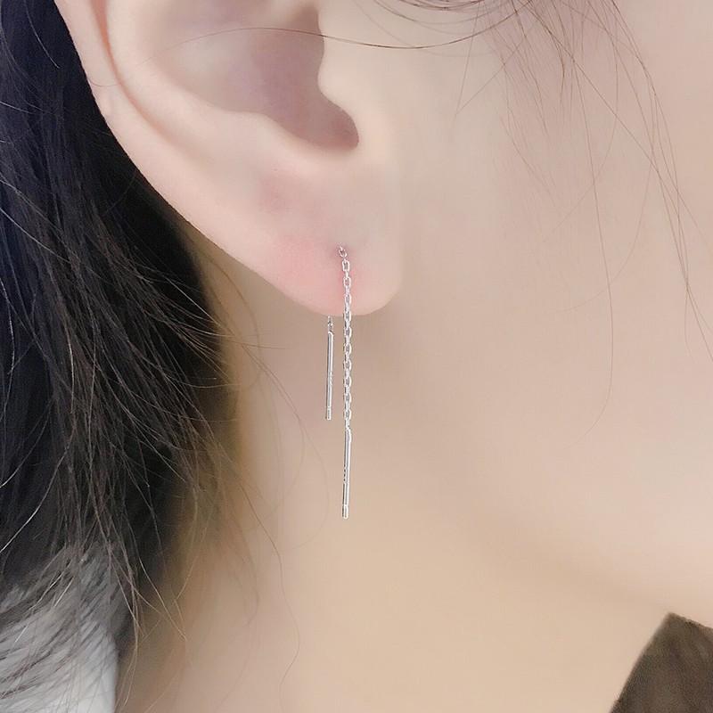 S925 Silber Kleine Ohrläppchen Ohrringe Trendy frauen Lange Elegante Kleine Gesicht Abnehmen Ohrringe Sterling Silber Ohr Linie 925 weiß von Joom DACH
