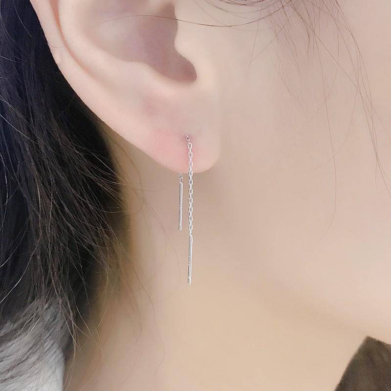 S925 Silber Kleine Ohrläppchen Ohrringe Trendy frauen Lange Elegante Kleine Gesicht Abnehmen Ohrringe Sterling Silber Ohr Linie 925 weiß von Joom DACH