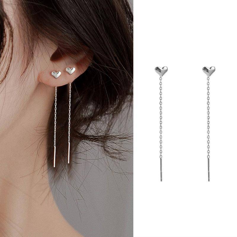 S925 Silber Nadel Stern Linie Ohrring für Frauen Quaste Tropfen Ohrring Lange Kette Perlen Piercing Ohrring Asymmetrie Ohr Schmuck von Joom DACH