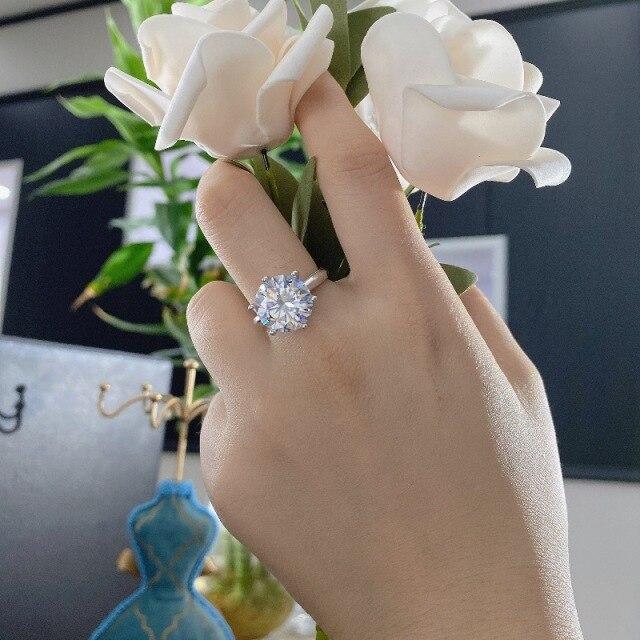 S925 Sterling Silber Glänzende Diamant Ringe Für Frauen Hochzeit Verlobungsring Edlen Schmuck Geschenk Damen Luxus Ring 9 von Joom DACH