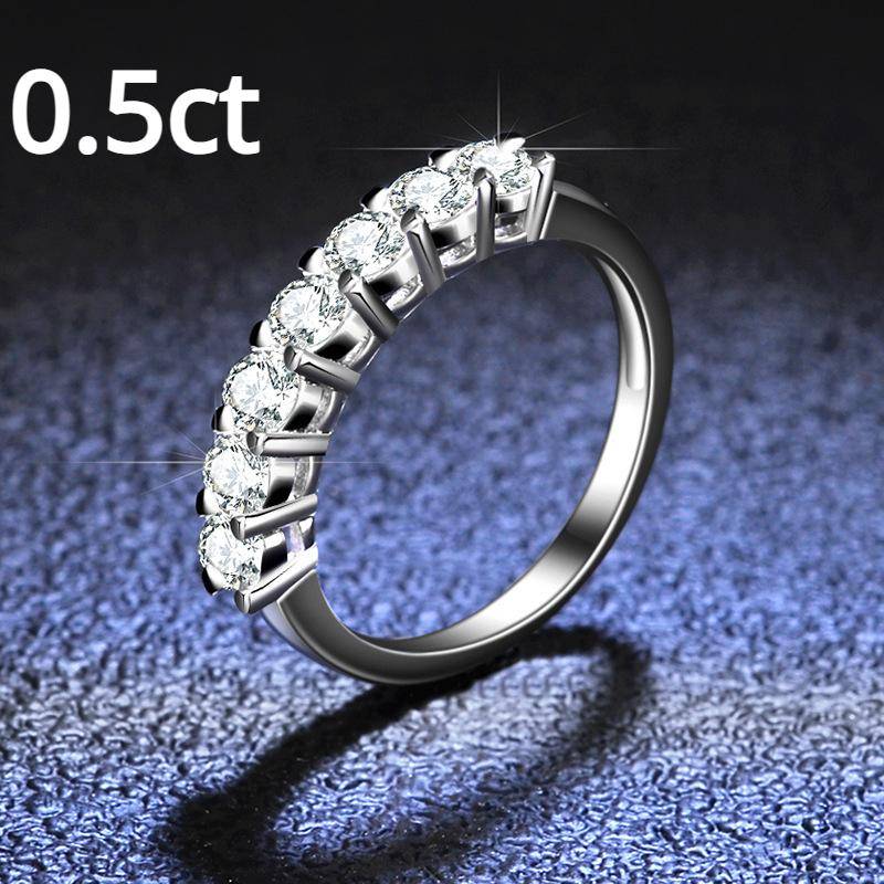 S925 Sterling Silber Ring Moissanit Ring High-End Sieben-Sterne-Reihe Diamantring Hohl Vier-Klauen klassische Krone Ehering Vorschlag Diamantring 19 von Joom DACH