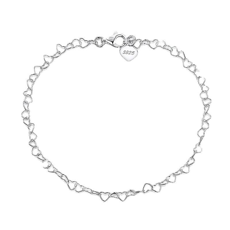 S925 Sterlingsilber Fußkettchen Hohl Goldene Liebesform Klein und Frisch silber von Joom DACH