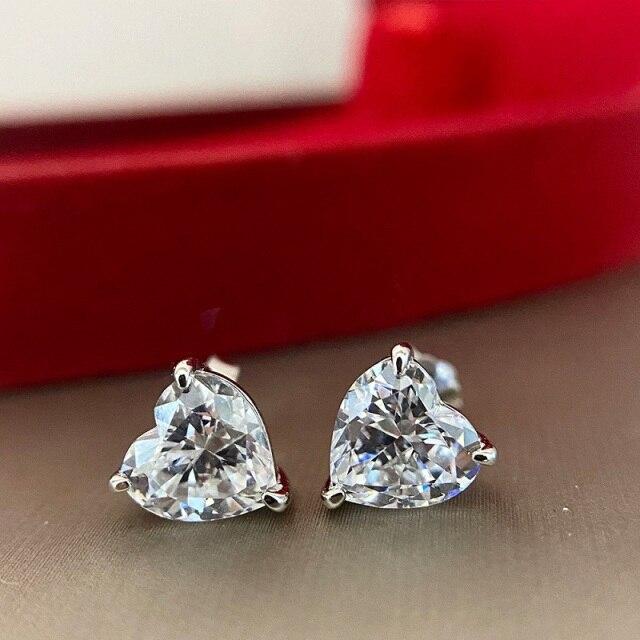 S925 Sterlingsilber Ohrringe Luxus Herz Diamant Ohrstecker Für Frauen Hochzeit Verlobung Damen Ohrringe Schmuck Geschenke von Joom DACH