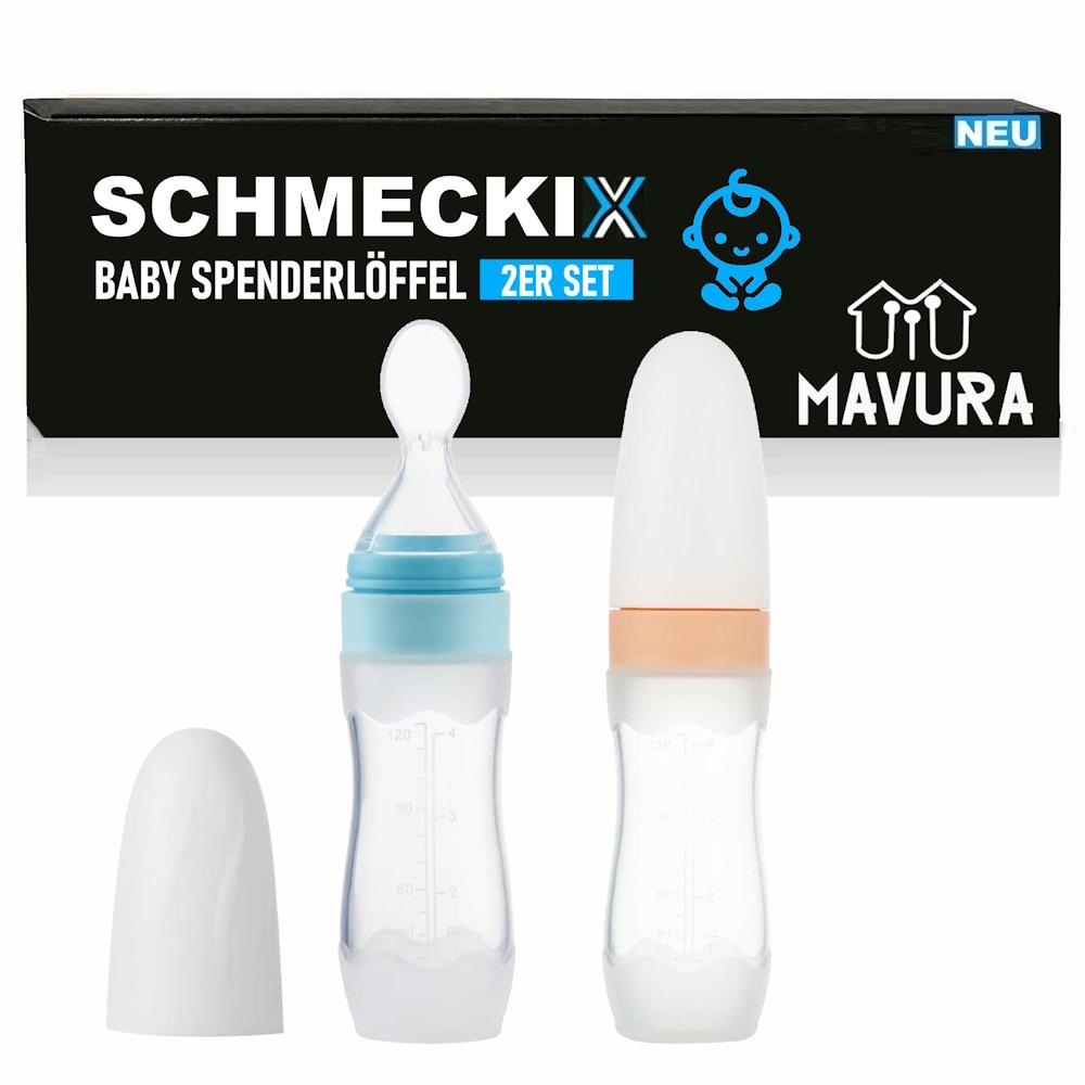 SCHMECKIX Silikon Fütterung Flaschen Mit Löffel Milch Sicher Baby-Geschirr 2er von Joom DACH