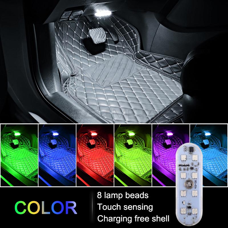 SEAMETAL Auto-Innenbeleuchtung, Auto-Dach-Decken-Leselampe, LED-Auto-Styling, Touch-Nachtlicht, Mini-USB-Aufladung 8LED bunt von Joom DACH