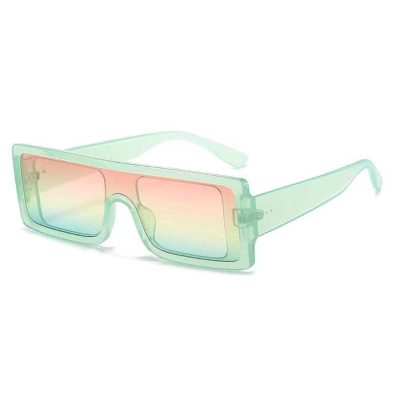SHAUNA Ins Beliebte Mode Einteilige Candy Color Square Sonnenbrille Damen Farbverlauf UV400 Retro Herren Grün Gelb Sonnenbrille von Joom DACH