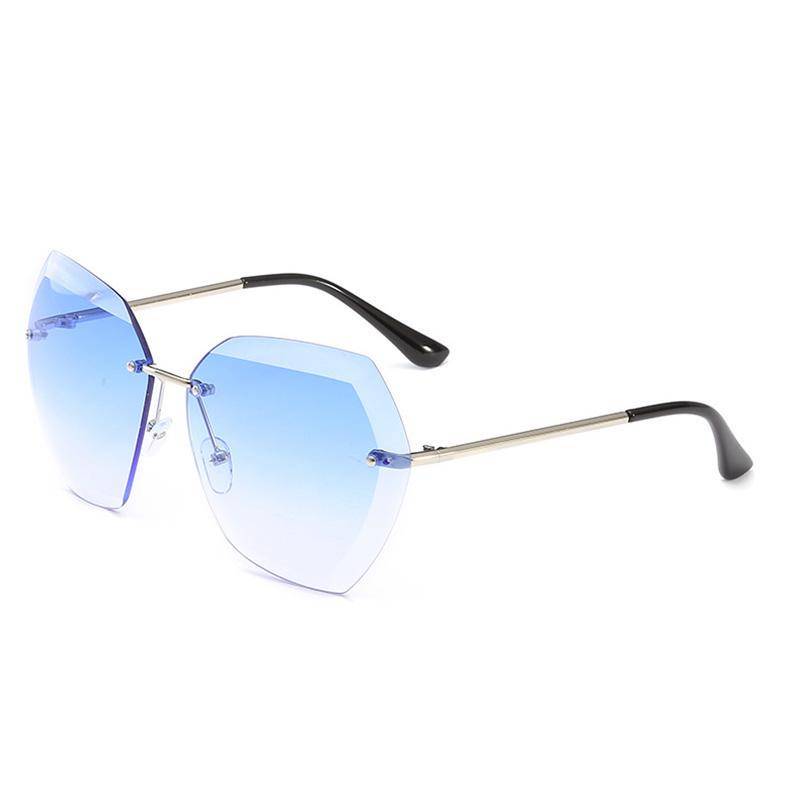 SHAUNA Klassische, übergroße, randlose Damen-Sonnenbrille, modische Damen-Brille mit rosa Farbverlaufsgläsern von Joom DACH