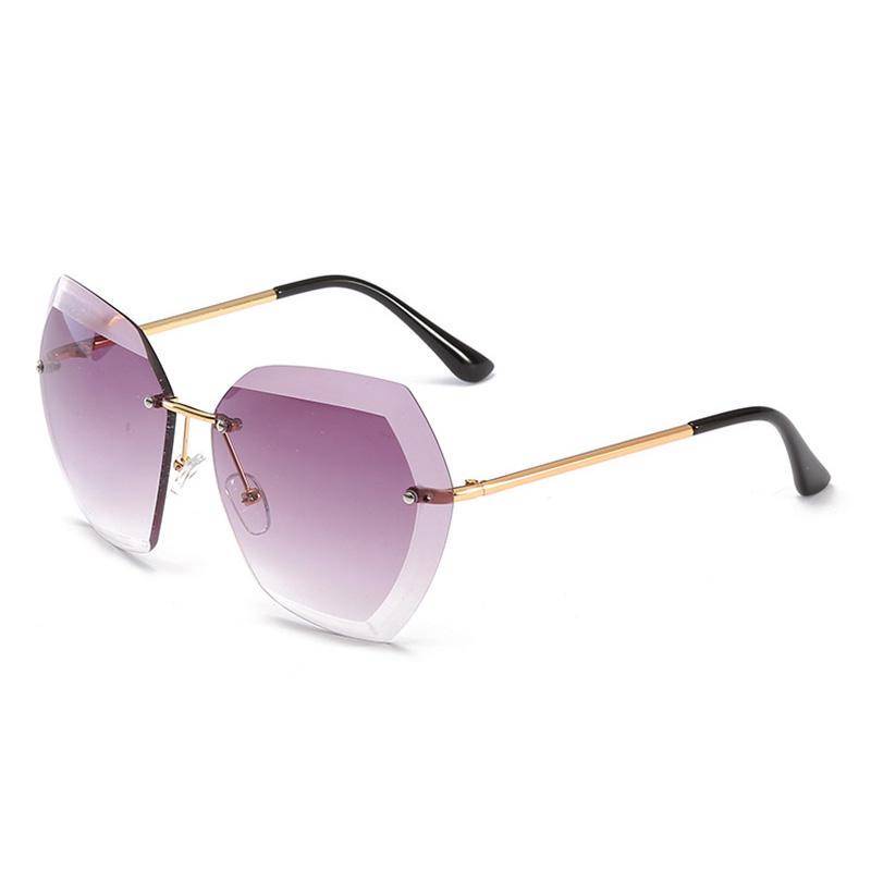 SHAUNA Klassische, übergroße, randlose Damen-Sonnenbrille, modische Damen-Brille mit rosa Farbverlaufsgläsern von Joom DACH