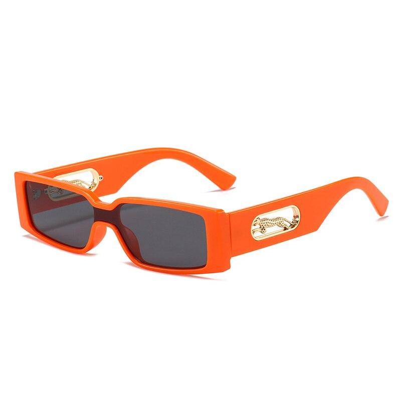 SHAUNA Mode Rechteck Sonnenbrille Frauen Candy Farben Gradienten Brillen Schattierungen UV400 Vintage Metall Gepard Dekoration Sonnenbrille Orange grey von Joom DACH