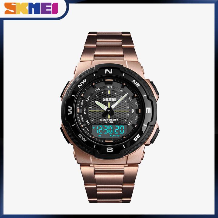 SKMEI Neue Männer Mode Sport Uhren Casual Wasserdichte Uhr Multifunktions Edelstahl Dual Display Digitale Armbanduhren Männlich Uhr 1370 von Joom DACH