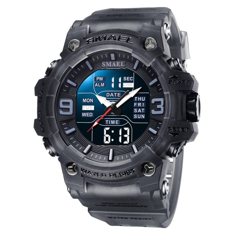 SMAEL Männer Sport Uhren Dual Time Digital Uhr Quarz 50 m Wasserdichte Uhr Led Militär Uhr Sport Männer Uhren Armbanduhr von Joom DACH