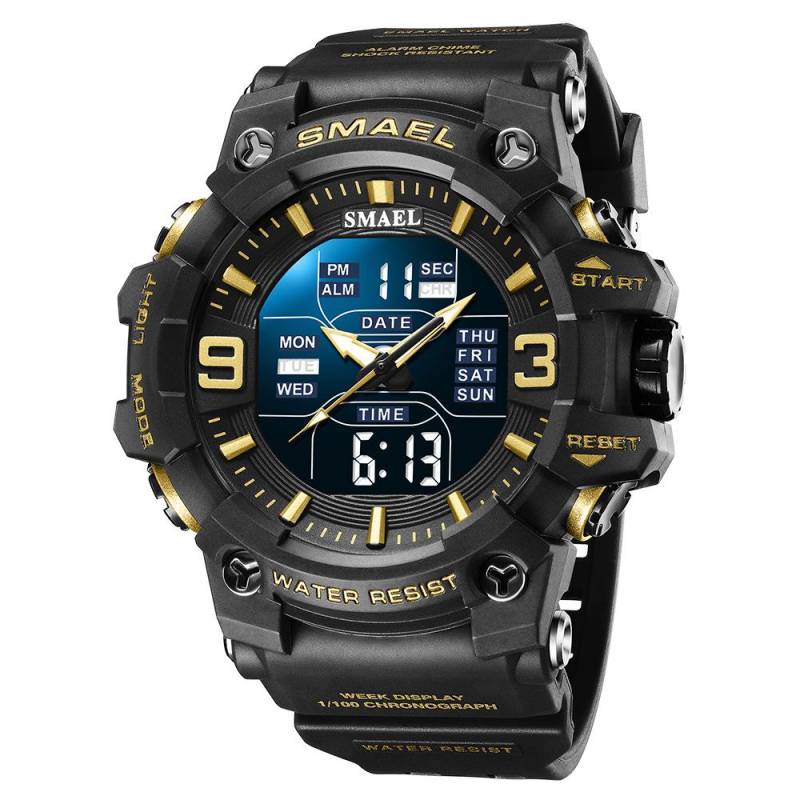 SMAEL Männer Sport Uhren Dual Time Digital Uhr Quarz 50 m Wasserdichte Uhr Led Militär Uhr Sport Männer Uhren Armbanduhr von Joom DACH