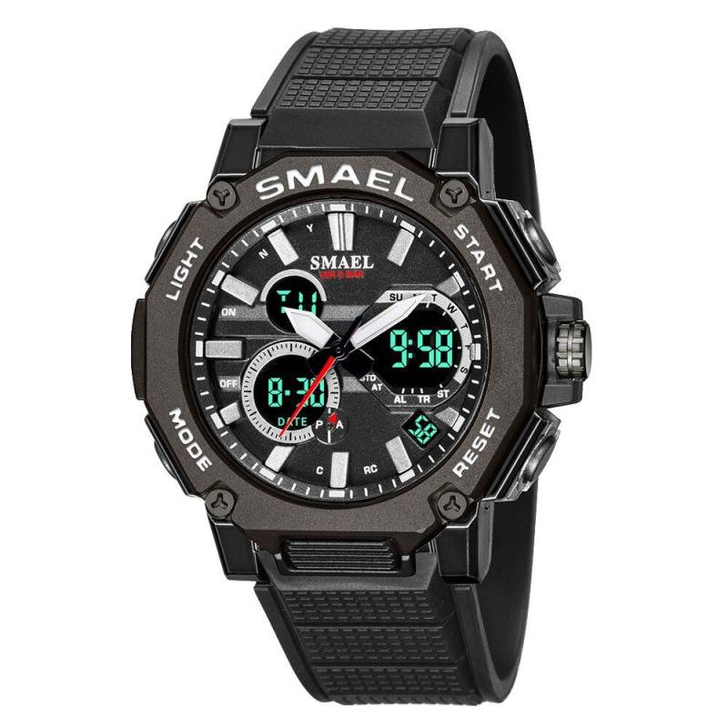 SMAEL Quarz Uhren Sport SMAEL Marke Männlich Uhr Alarm 50M Wasserdichte Stoppuhr LED Hintergrundbeleuchtung Armbanduhren 8047 Männer Uhr sport NO Package schwarz von Joom DACH