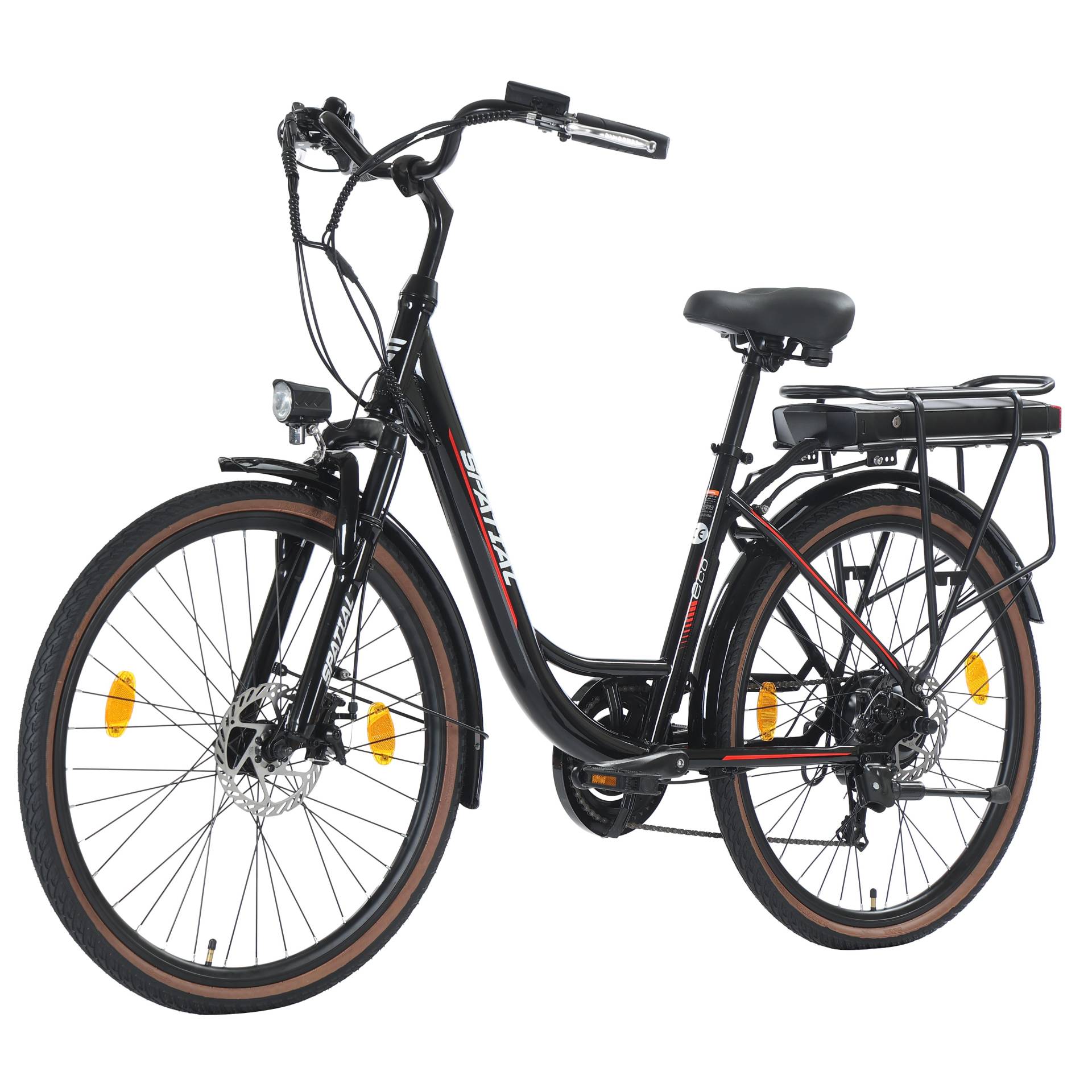 SPATIAL Glänzendes Elektrofahrrad für Erwachsene mit Kindersitz 350W Motor 36V13Ah Batterie 26 Zoll Straßenreifen E-Bike City Pendeln Elektrofahrrad von Joom DACH