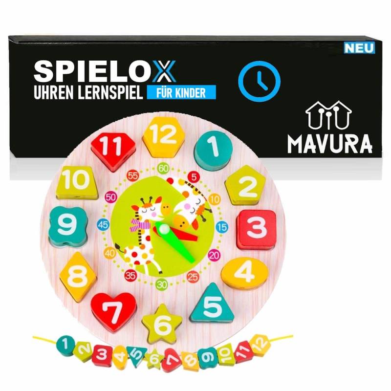 SPIELCLOX Lernuhr Kinder Spieluhr Holz Analog Uhrzeit lernen Kinderuhr ab 3 Jahr von Joom DACH