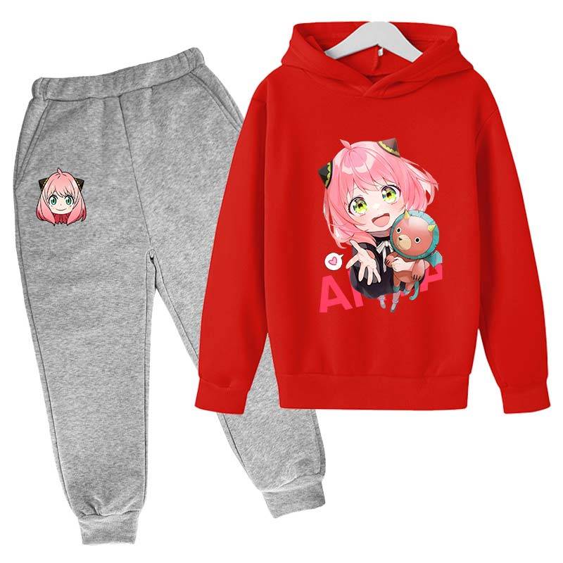 SPY X FAMILY Anya Forger Kinder Hoodies Anzug Jungen Mädchen Langarm Hose Kinderkleidung Winter- und Herbstkleidung 140 von Joom DACH