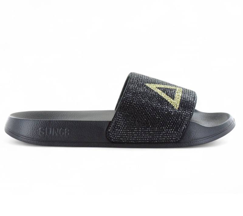 SUN68 Slippers LOGO STRASS - Damen Sandalen Pantoletten Slides Badesandalen X35205-11 ORIGINAL EU 41 schwarz von Joom DACH
