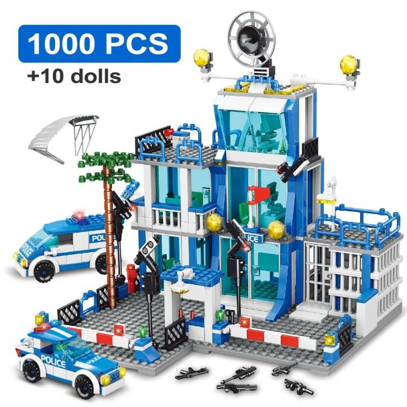 SWAT Polizeistation Militärstadt-Modell-Set Gefängnisauto Polizist Boot Figuren Modellbausteine DIY Spielzeug für Kinder Jungen Geschenk von Joom DACH