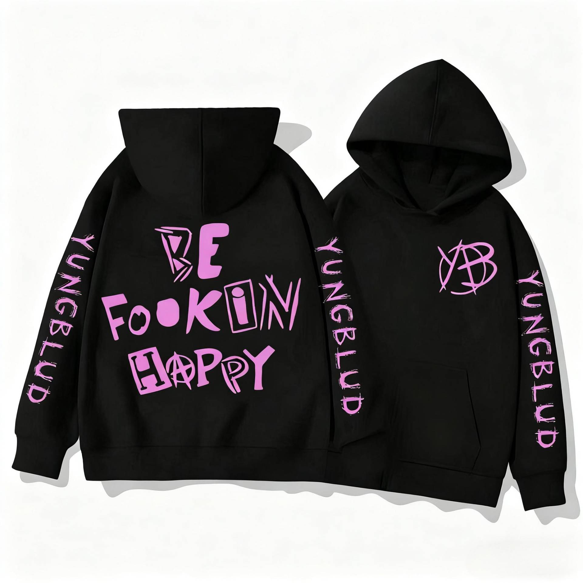 Sänger Yungblud Be Fookin Happy Reißverschluss-Hoodies Herren Damen Kleidung Mode Y2K Zip Up Herbst Sweatshirts Winter Pullover M von Joom DACH