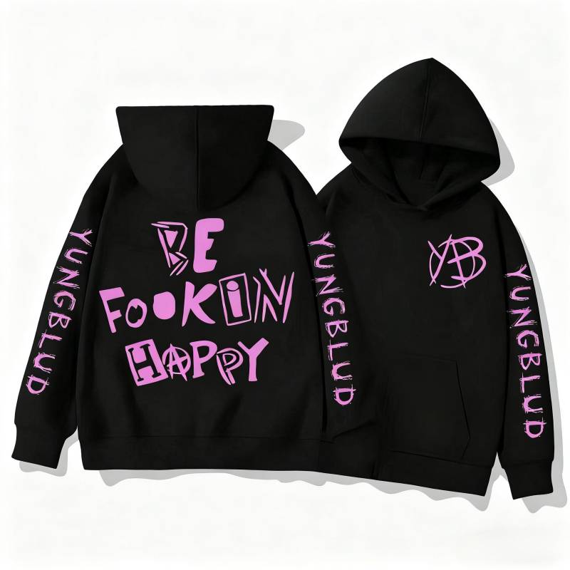 Sänger Yungblud Be Fookin Happy Reißverschluss-Hoodies Herren Damen Kleidung Mode Y2K Zip Up Herbst Sweatshirts Winter Pullover M von Joom DACH