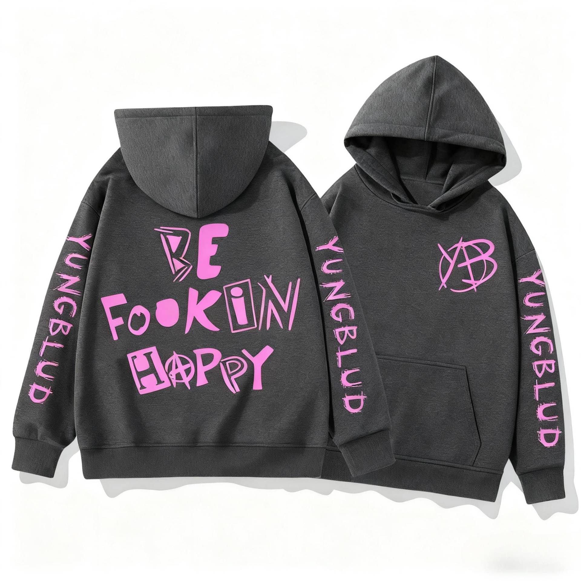 Sänger Yungblud Be Fookin Happy Reißverschluss-Hoodies Herren Damen Kleidung Mode Y2K Zip Up Herbst Sweatshirts Winter Pullover S von Joom DACH