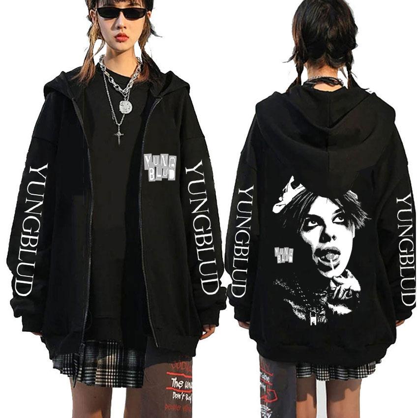 Sänger Yungblud Black Hearts Club Reißverschluss-Kapuzenpullover für Männer, Fleece-Baumwolle, Reißverschluss-Kapuzenpullover für Männer und Frauen, Rock-Vintage, übergroße Reißverschlussjacke L von Joom DACH