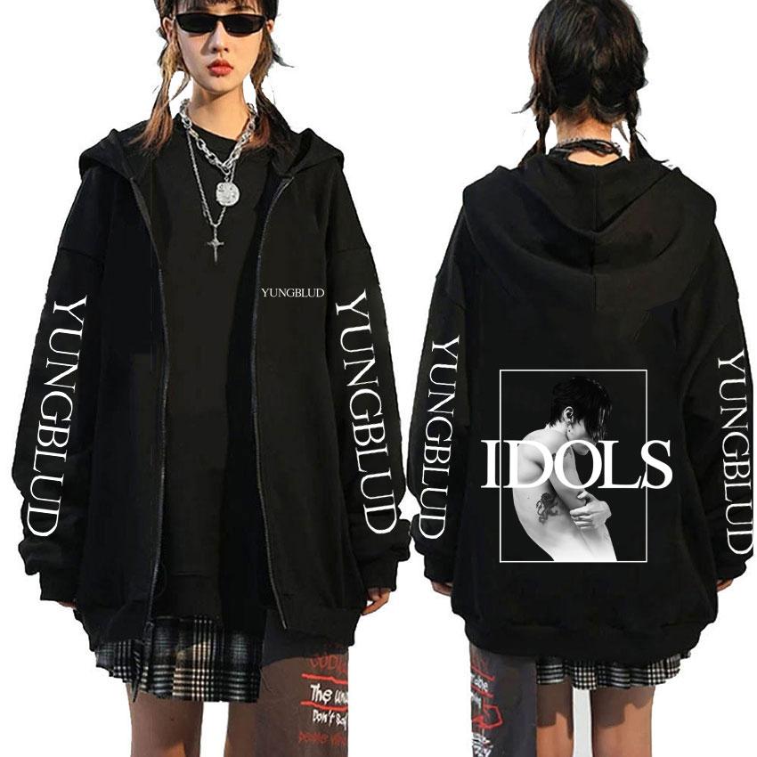 Sänger Yungblud Black Hearts Club Reißverschluss-Kapuzenpullover für Männer, Fleece-Baumwolle, Reißverschluss-Kapuzenpullover für Männer und Frauen, Rock-Vintage, übergroße Reißverschlussjacke 3XL von Joom DACH