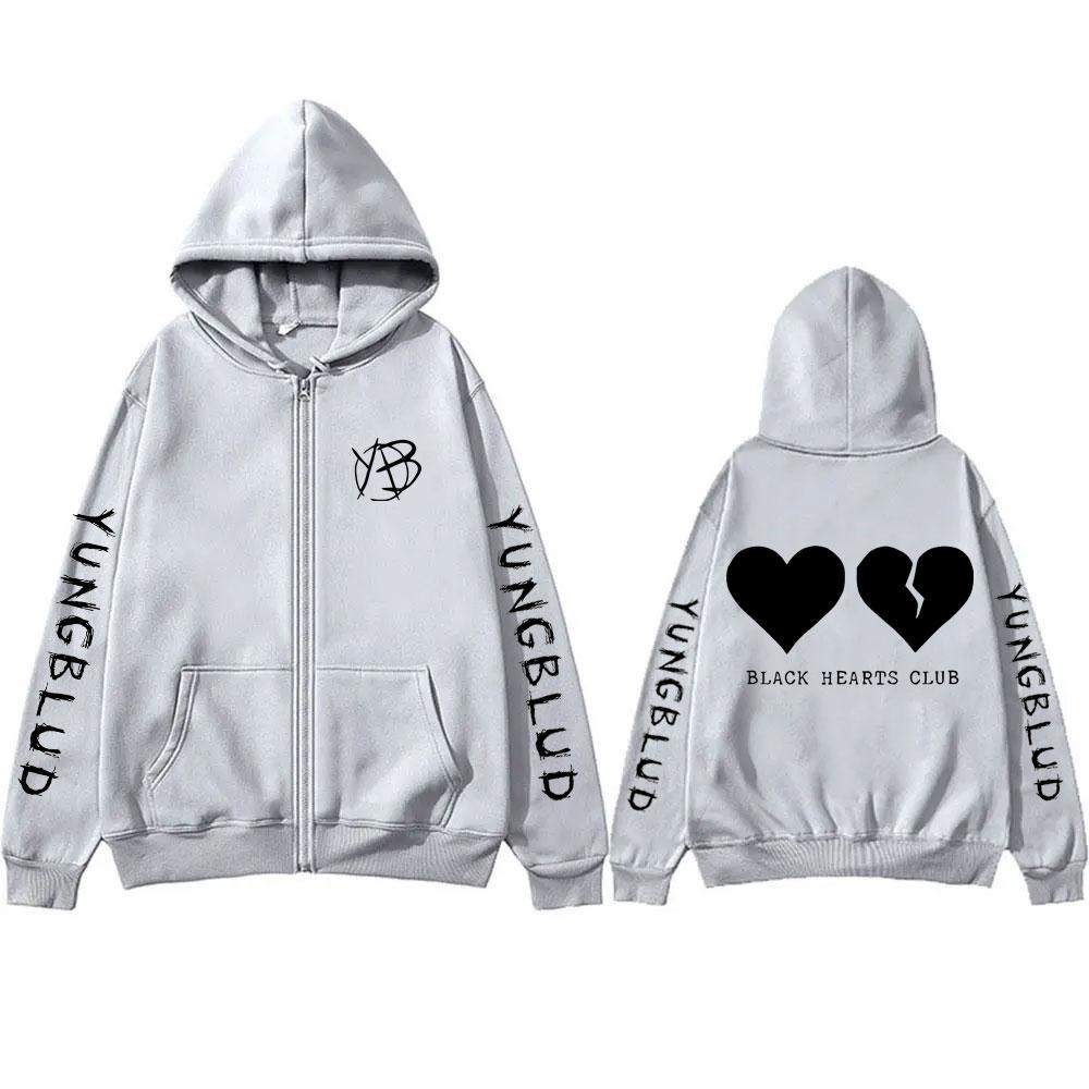 Sänger Yungblud Black Hearts Club Reißverschluss-Kapuzenpullover für Männer, Fleece-Baumwolle, Reißverschluss-Kapuzenpullover für Männer und Frauen, Rock-Vintage, übergroße Reißverschlussjacke M von Joom DACH