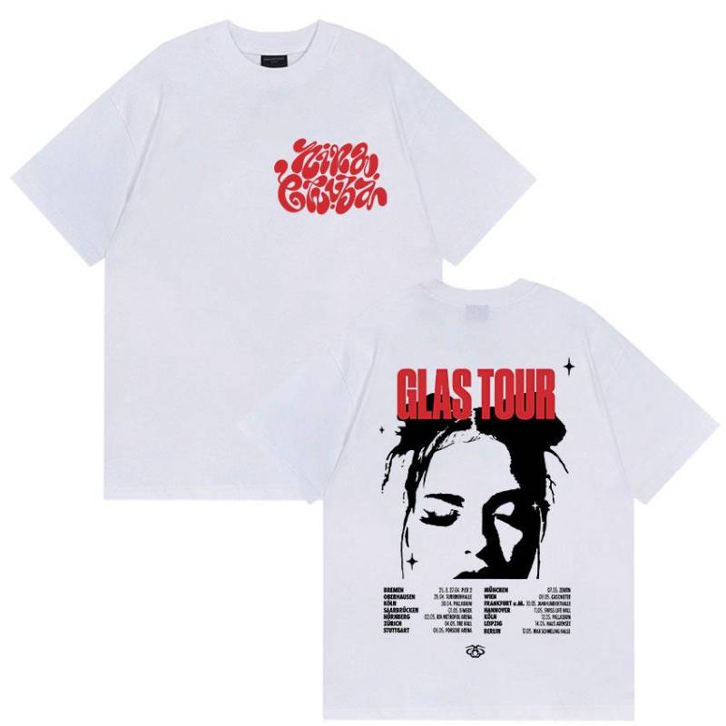 Sängerin Nina Chuba Tour 2025 Merch T-Shirts Herren Damen Retro Hohe Qualität Mode T-Shirt Lässige Übergroße Baumwoll-Tees Streetwear L von Joom DACH
