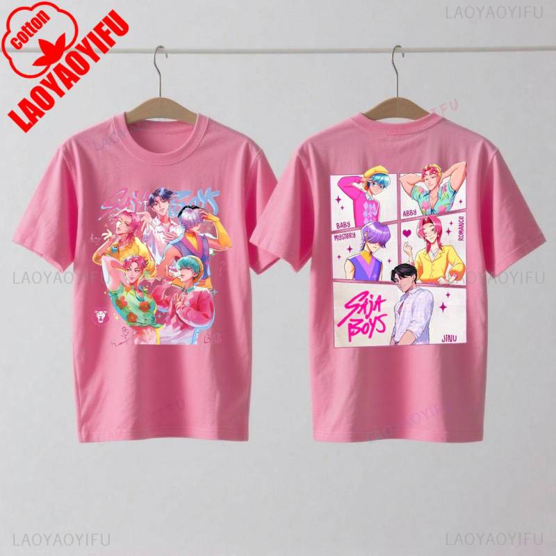 Saja Boys Kpop Dämonenjäger Doppelseitiges Baumwollshirt Huntrix Dämonenjäger Merch Jinu Saja Shirts Abby Mystery Romance Baby Saja L von Joom DACH