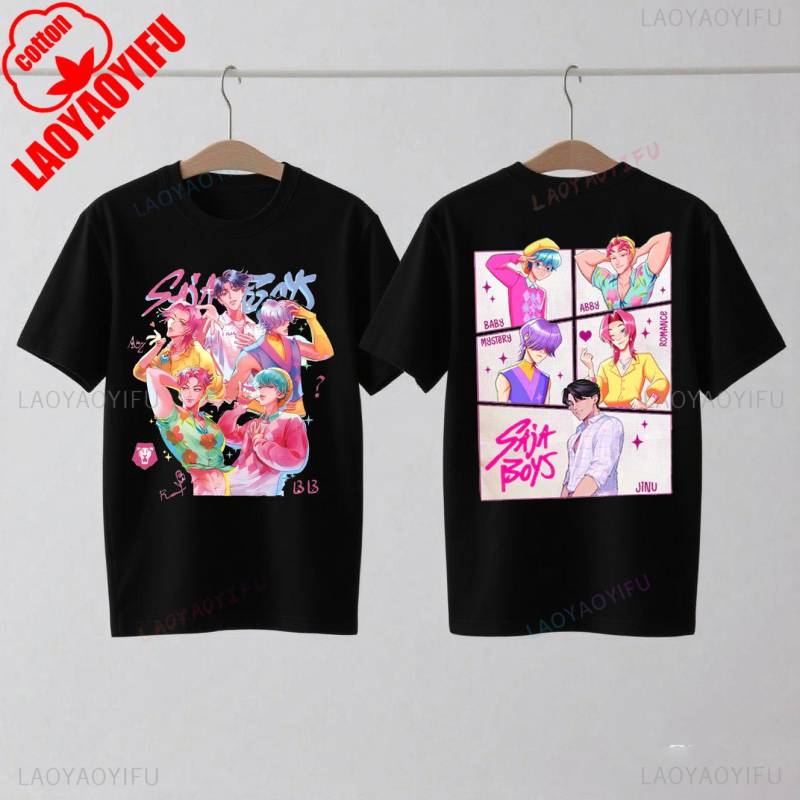 Saja Boys Kpop Dämonenjäger Doppelseitiges Baumwollshirt Huntrix Dämonenjäger Merch Jinu Saja Shirts Abby Mystery Romance Baby Saja L von Joom DACH