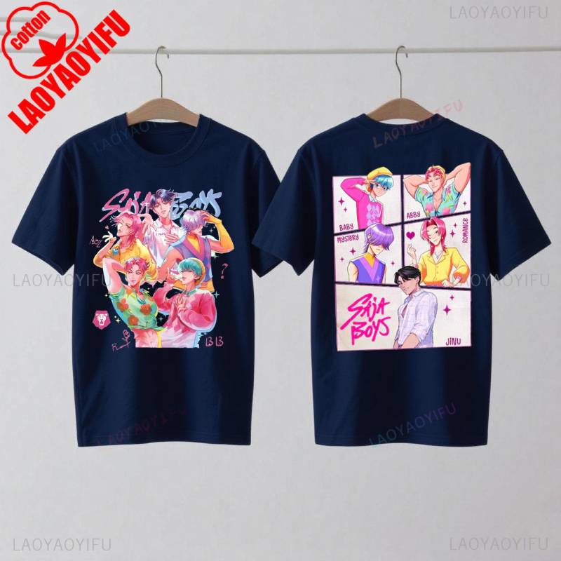 Saja Boys Kpop Dämonenjäger Doppelseitiges Baumwollshirt Huntrix Dämonenjäger Merch Jinu Saja Shirts Abby Mystery Romance Baby Saja L von Joom DACH