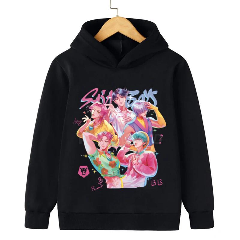 Saja Boys Kpop Dämonenjäger Hoodies Jungen Mädchen Lässig Mode Herbst Sweatshirt mit Kapuze 2025 Film Kapuzenpullover für Kinder Anime Kleidung 140 von Joom DACH