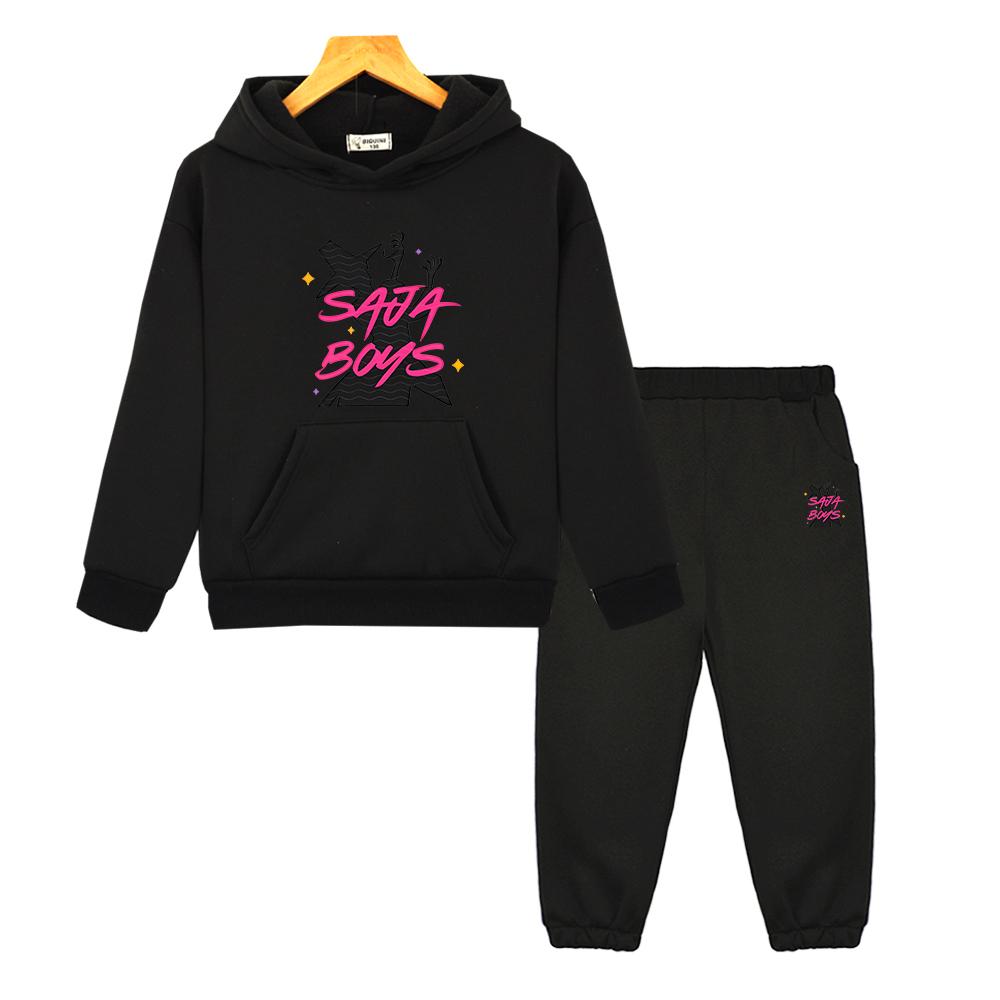 Saja Boys hoodie Fleece sweatshirt Jacket 2pcs pullover+pant kpop demon hunters Autumn boy girl Hooded Sets kids boutique clothe 150 von Joom DACH