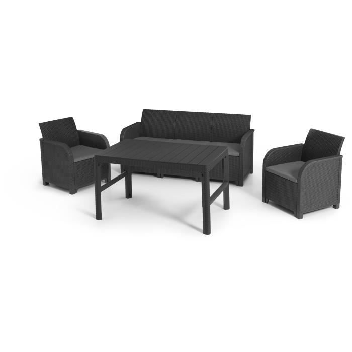 Salon de jardin - en résine aspect rotin tressé - Allibert by KETER - 5 personnes - SanRemo - Gris graphite von Joom DACH