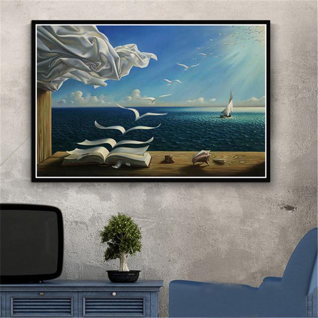 Salvador Dali Surrealismus Leinwand Malerei Retro Poster und Drucke Wand Kunst Bild für Wohnzimmer Home Dekoration Cuadros 60X80cm Unframed von Joom DACH