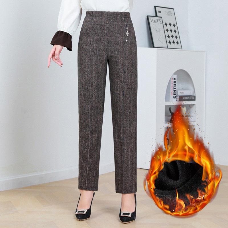 Samt Herbst Winter XL-8XL Übergröße Freizeithose Damen Lange Weite Hose Hohe Taille Damen Frühling/Herbst Hose Stretchhose 8XL von Joom DACH