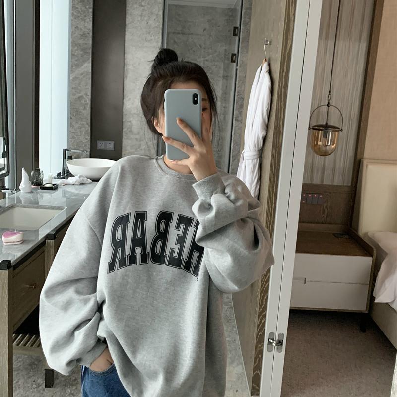 Samt Lässiges Sweatshirt für Damen im Herbst und Winter Mantel Vintage Rundhals Langarm Basishemd Top 2XL von Joom DACH