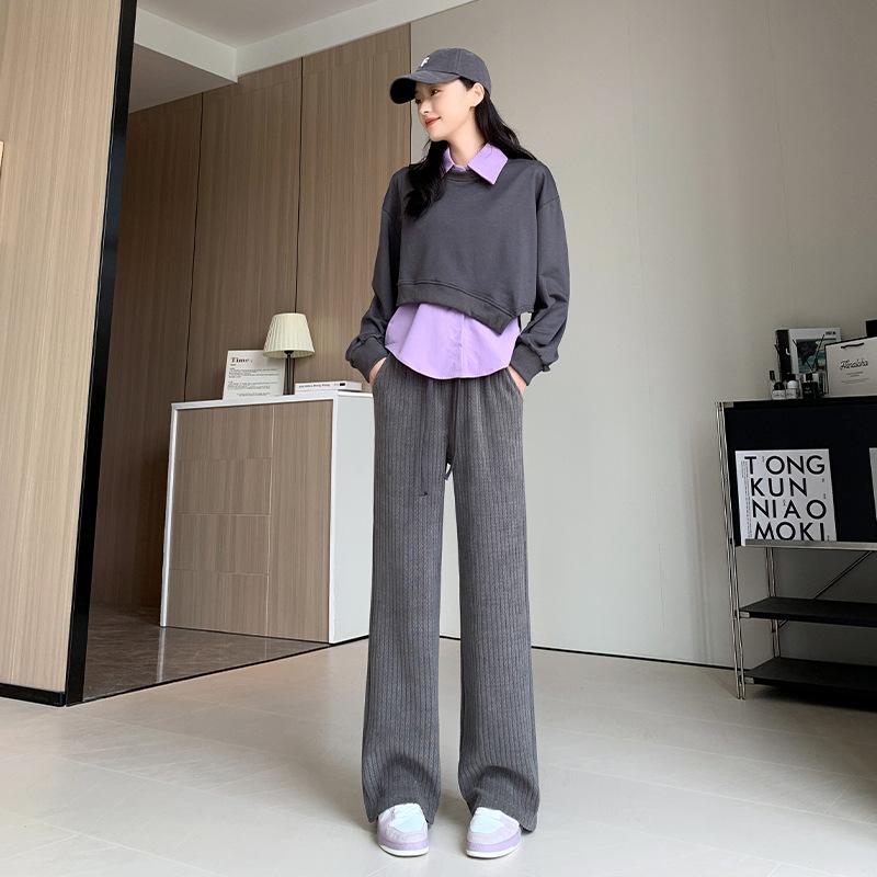 Samt Verdickte Weitbeinige Hosen, Damen Warme Hosen, Winter Bodenlange Hosen, Freizeithosen, Gestrickte Hosen mit geradem Bein XL von Joom DACH