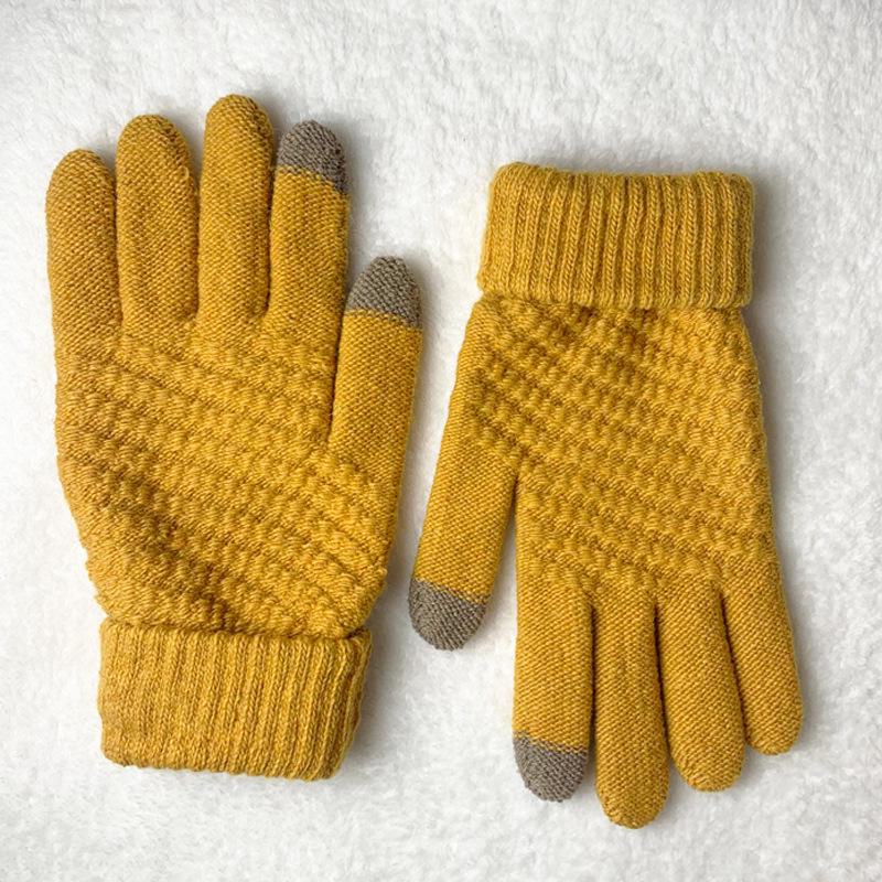 Samt-Winterhandschuhe für Damen – verdickt, doppellagiger Kälteschutz, süßes Design, Touchscreen, gestrickte Wolle, warm One Size von Joom DACH