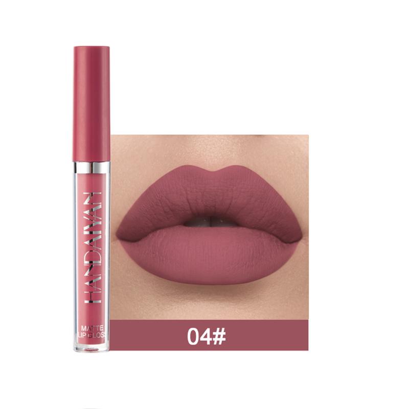 Samtiger Lippenstift in 12 Farben, matter flüssiger Lippenstift, wasserfester und lang anhaltender Lipgloss, nicht klebende, feuchtigkeitsspendende Formel, Lip Glaze, ideales Geschenk für Frauen 04 von Joom DACH