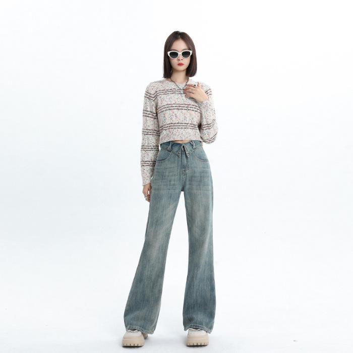 Samtjeans für Damen im Winter Superweiche American Style Floor Jeans für Damen im Winter Plus Samt Schlaghosen für Damen im Winter 2XL von Joom DACH