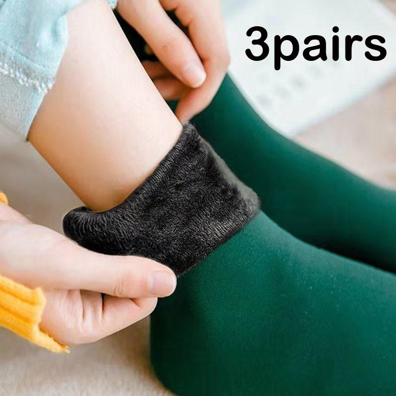 Samtweiche Stiefel, Bodenschlafsocken, 1/3 Paar, für Damen und Herren, für den Winter, warm, dick, Thermosocken 3 pairs grün von Joom DACH