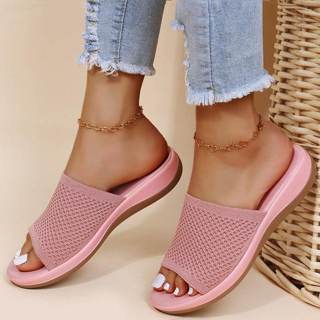 Sandalen Damen Elastic Force Sommerschuhe Damen Flache Sandalen Casual Indoor Outdoor Slipper Sandalen Für Strand Zapatos Mujer 40 rosa von Joom DACH