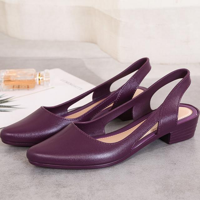 Sandalen Damen Spitzschuh Chunky Med High Heels Flip Flops Slingback Casual Candy Skidproof Strandschuhe Für Damen 37 violett von Joom DACH