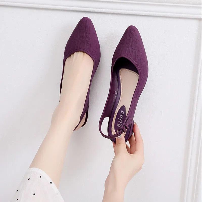 Sandalen Hausschuhe Damen Sommer Flache Sandalen Damen Stil Dicke Schuhe Wasserdicht Einzelne Schuhe Freizeitschuhe 41 violett von Joom DACH