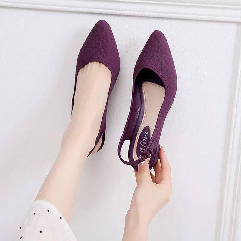 Sandalen Hausschuhe Damen Sommer Flache Sandalen Damen Stil Dicke Schuhe Wasserdicht Einzelne Schuhe Freizeitschuhe 41 violett von Joom DACH