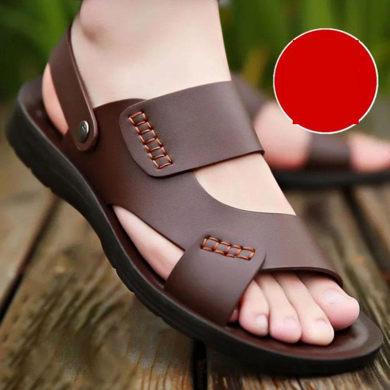 Sandalen Herren Sommer Weicher Boden Herren Sandalen Tide Schuhe Leder Strandschuhe Sandalen und Hausschuhe 39 braun von Joom DACH